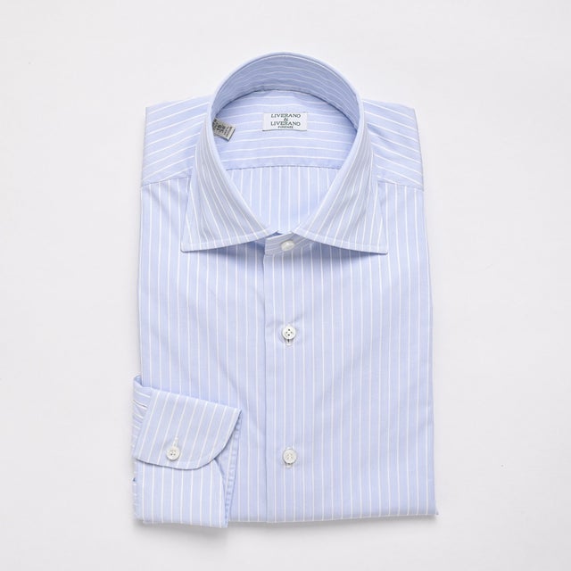 LIVERANO & LIVERANO 青白ストライプ 長袖シャツ リヴェラーノ＆リヴェラーノ 公式オンラインストア/シャツ イタリア製
